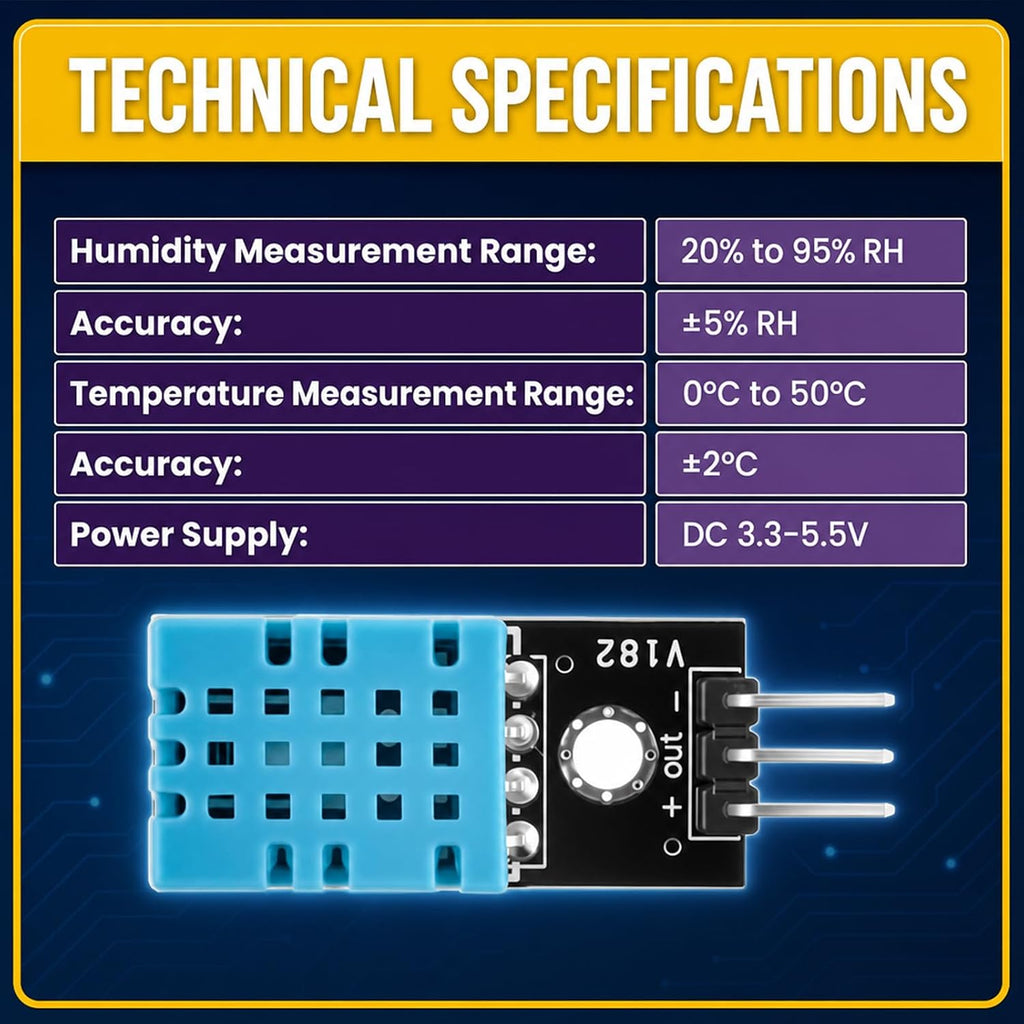 10-Pack DHT11 Humidity Sensor Module, 3.3V-5.5V