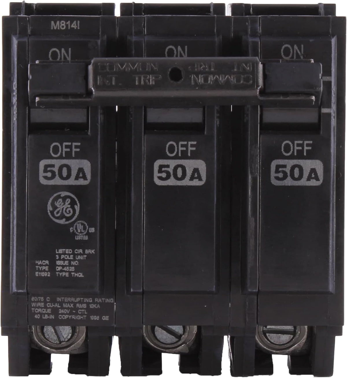 ABB Q-Line THQL32050 Circuit Breaker • 50A/3-Pole Configuration • 120/240 VAC, 10 kAIC • Thermal Magnetic Trip • Quick-Make/Quick-Break Mechanism • Plug-in Mount