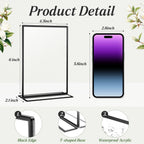 10 Pack Acrylic Sign Holders 4x6 Black Picture Frames