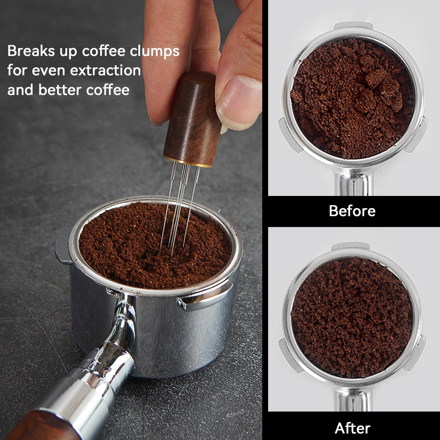 54mm Espresso Tamper Set Espresso Accessories Kit with Adjustable Spring-Loaded Tamper, Stainless Steel WDT Tool and