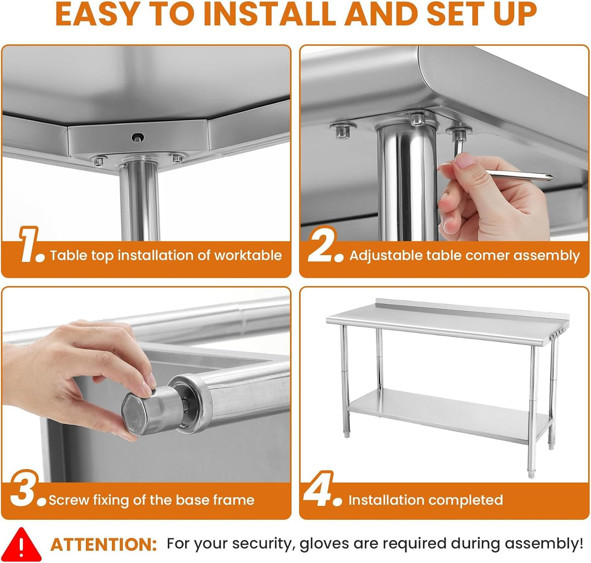 NSF Stainless Steel Prep Table 60x24x35in Arc Edge With Caster Wheels