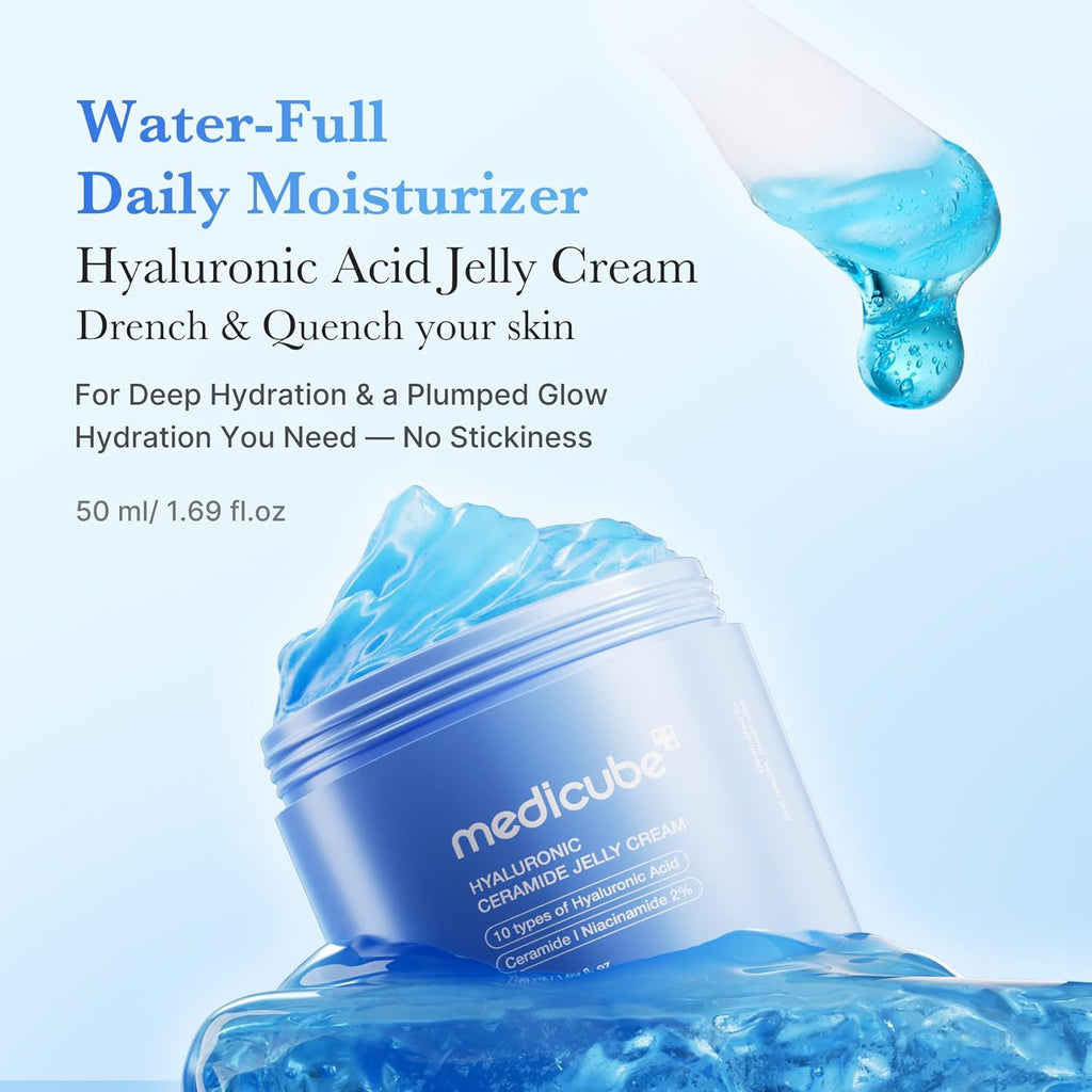 Jelly Cream with Hyaluronic Acid for Long-lasting Hydration | Daily Moisturizer with Hyaluronic Acid, Ceramides