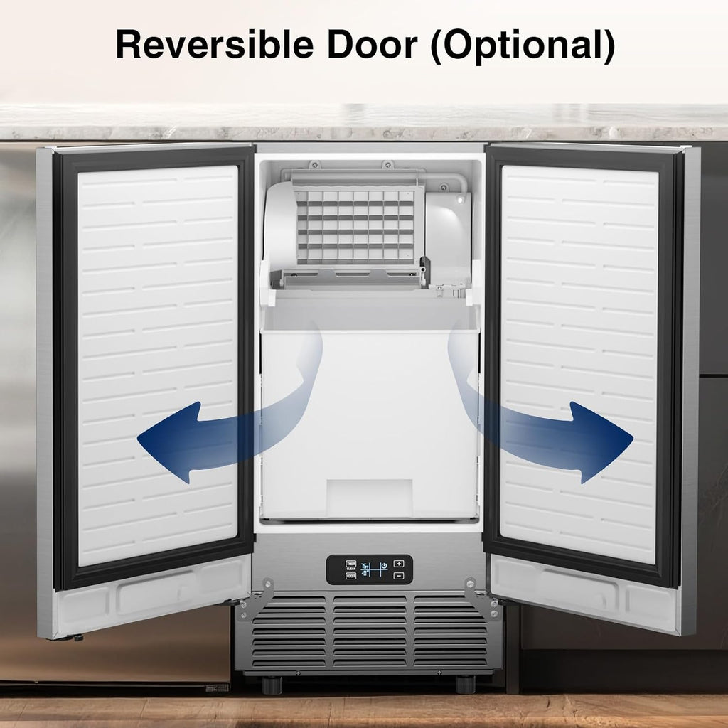 Under Counter Ice Maker Machine, 100 LBS/24H with 35 LBS Storage Bin
