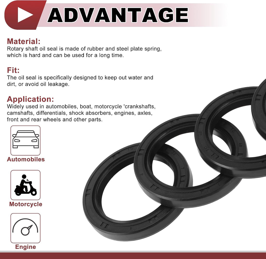 5 Pcs Rotary Shaft Seal High Pressure Oil Seal 40x55x7mm Black Nitrile 70 Durometer Rubber