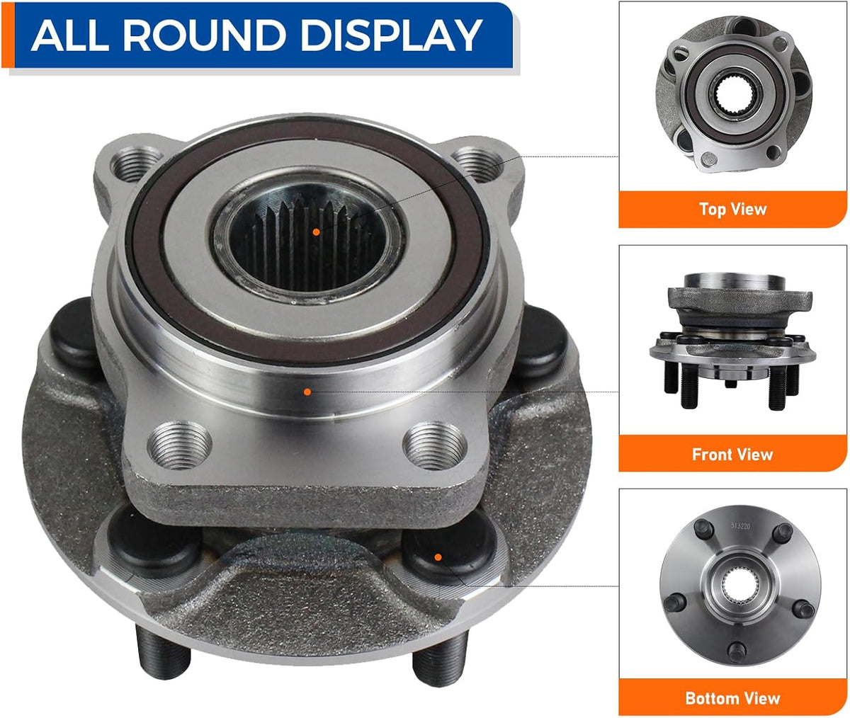 PAROD Pair 513220 Front Wheel Hub & Bearing Assembly Compatible with 2005-2014 Subaru Outback, Legacy w/ABS