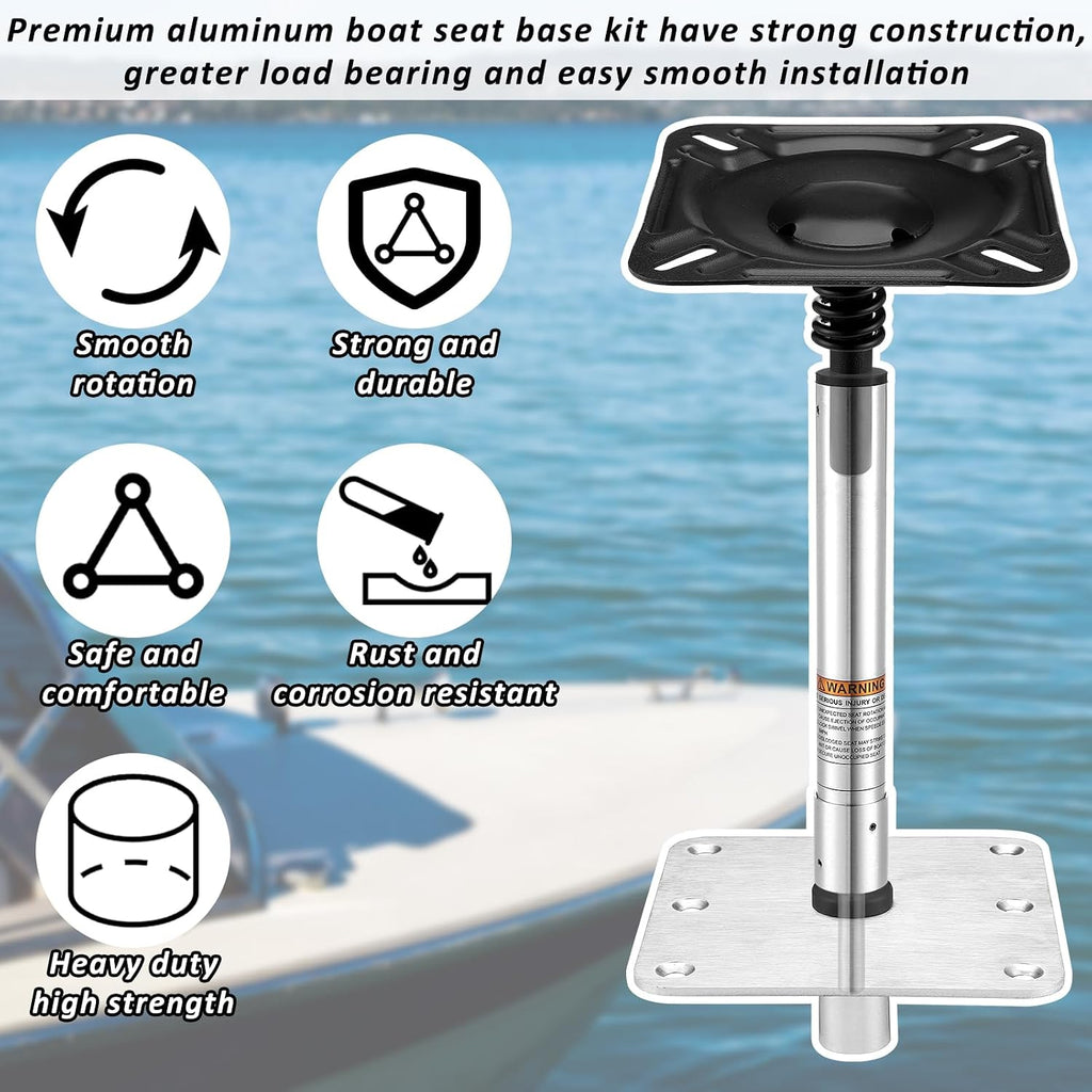 Boat Seat with Base Boat Chair with Stainless Steel Pedestal Mount, Marine-Grade Vinyl Exterior