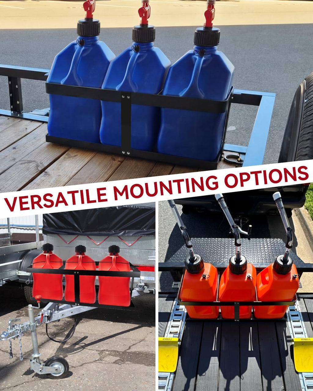 Fuel Jug Container Holder,Fits Three 5 Gallon Gas Can,Compatible With VP Racing Fuel Jug 5.5 Gallon,Gas Can Holder