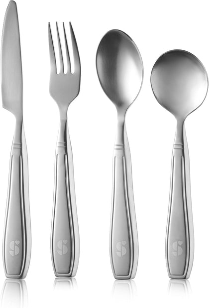 Premium Stainless Steel Weighted Silverware for Parkinson's Patients- Weighted Utensils for Tremors and Parkinson's
