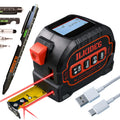 4-in-1 Digital Laser Tape Measure - Multitool Pen, 196ft Laser Measuring Tool, 16ft Measuring Tape, Crosshair Line