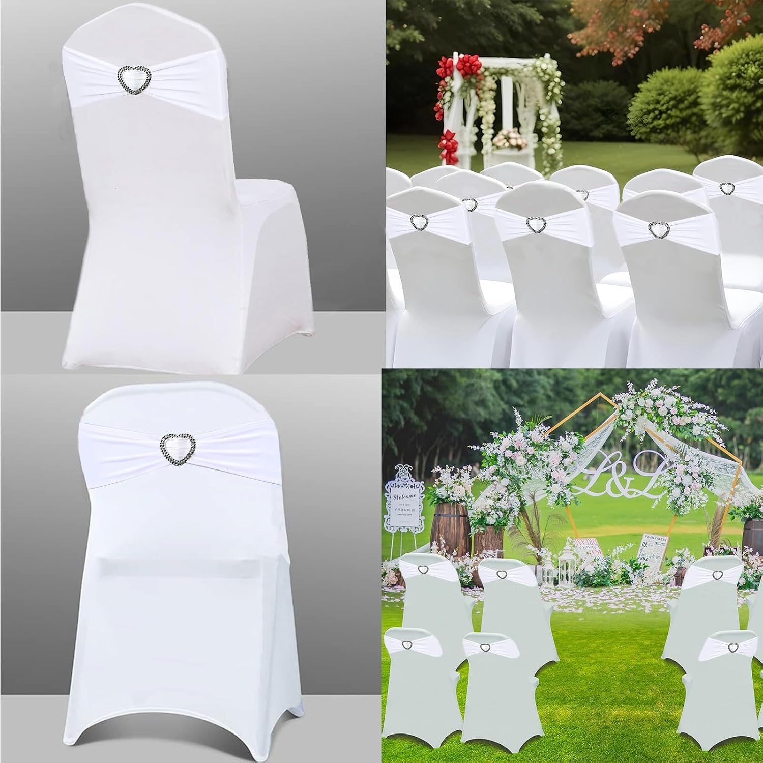White Spandex Chair Sashes 50 Pack Spandex White Sashes for Chairs Covers Universal Stretch Chair Sashes Band with