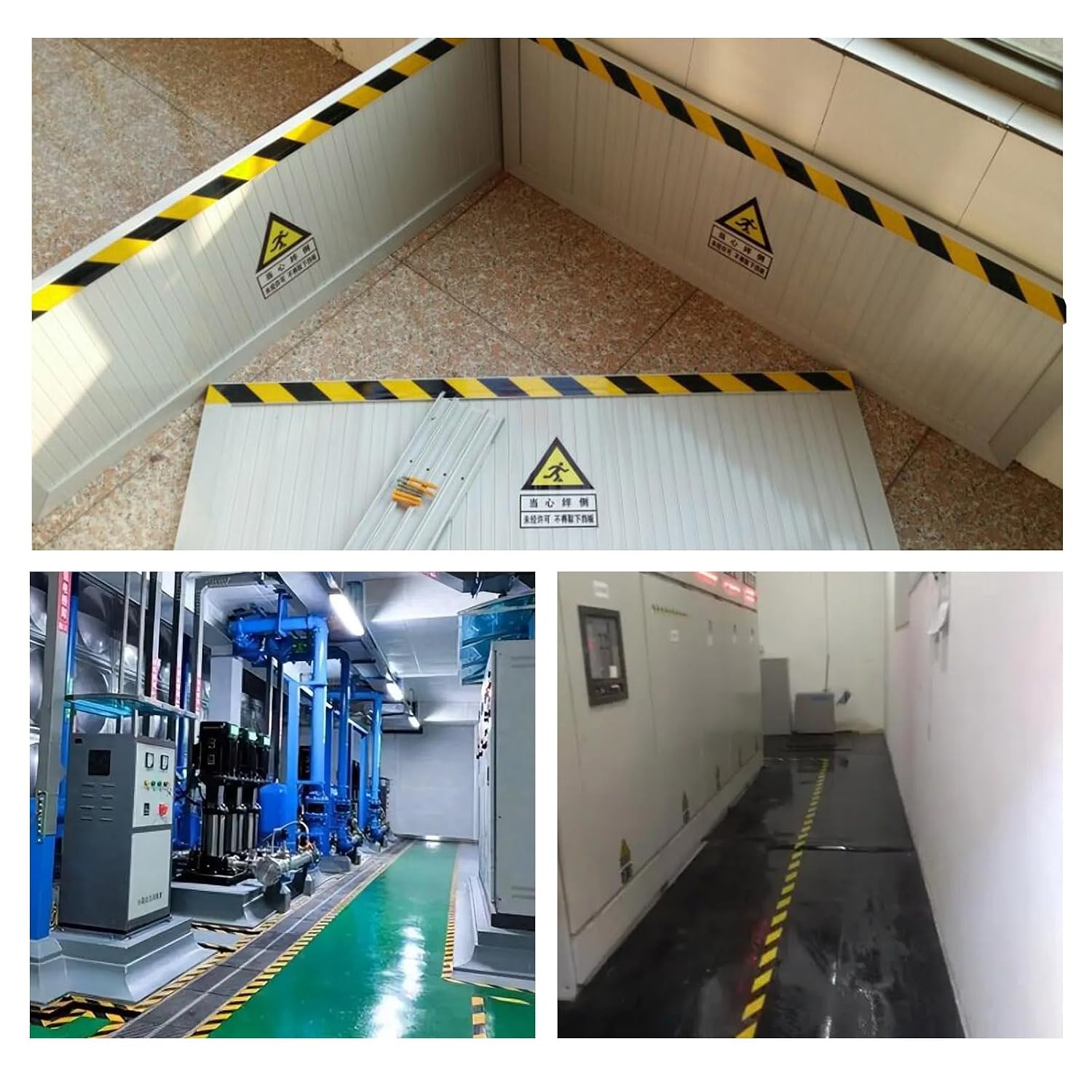 Floor Marking Tape 4 Inch x 108FT Black & Yellow Warning Safety Stripe Tape for Walls, Floors, Pipes, Warterproof