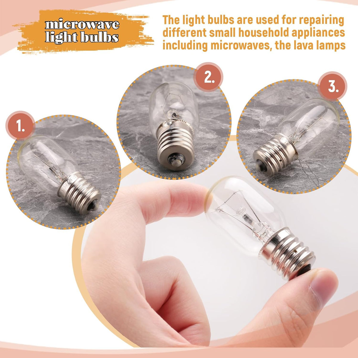 Microwave Light Bulb 40W E17 125V Replacement Part for Microwaves