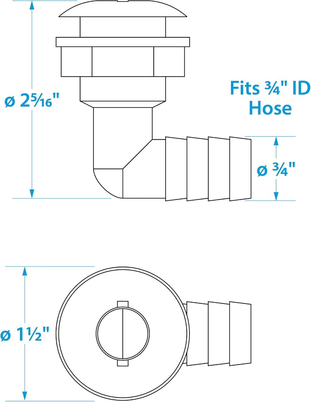 Seachoice 90-Degree Thru Hull Fitting
