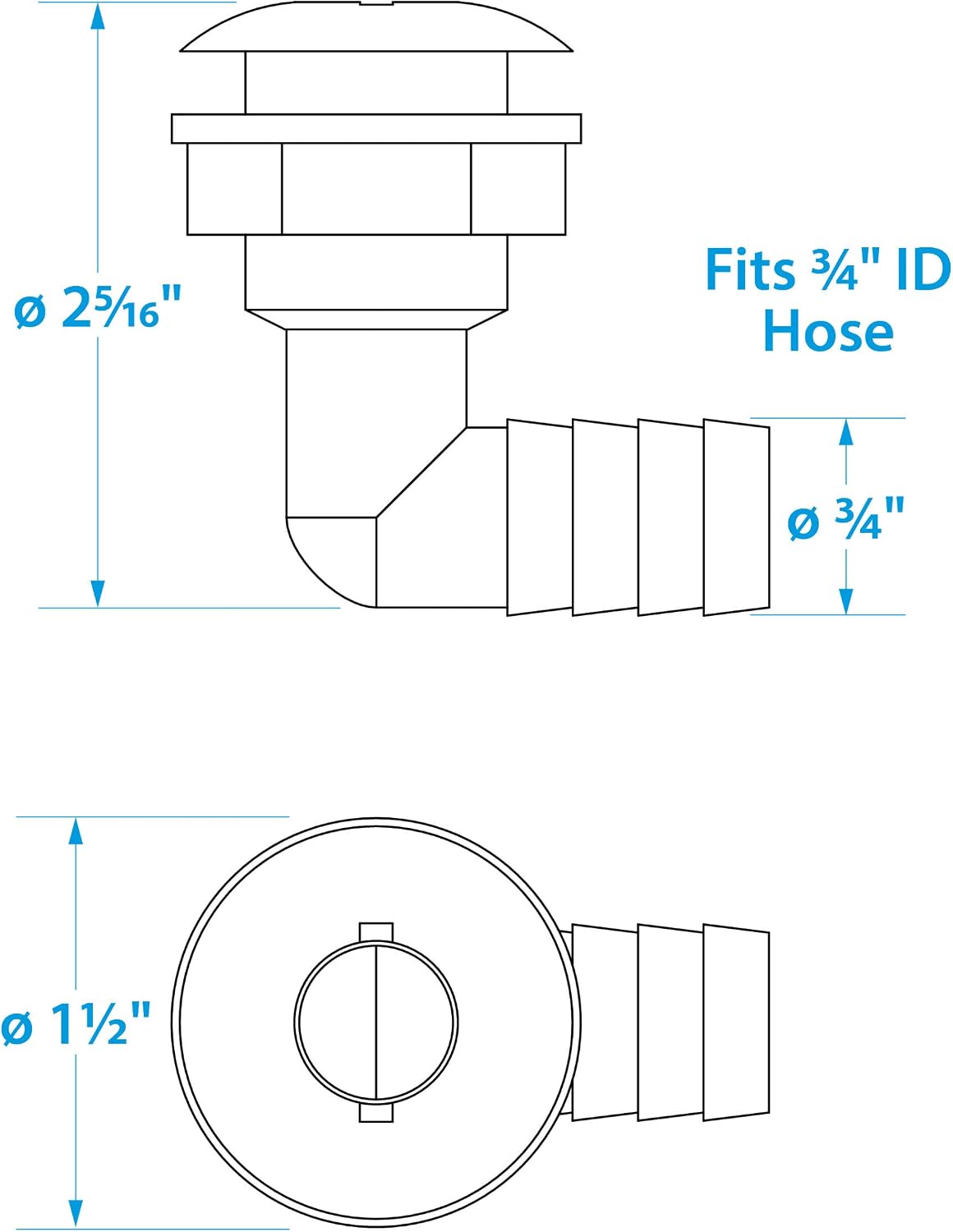 Seachoice 90-Degree Thru Hull Fitting