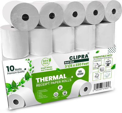 3 1/8 x 230 Thermal Paper Receipt Rolls (10 PACK) [USA Based Brand]