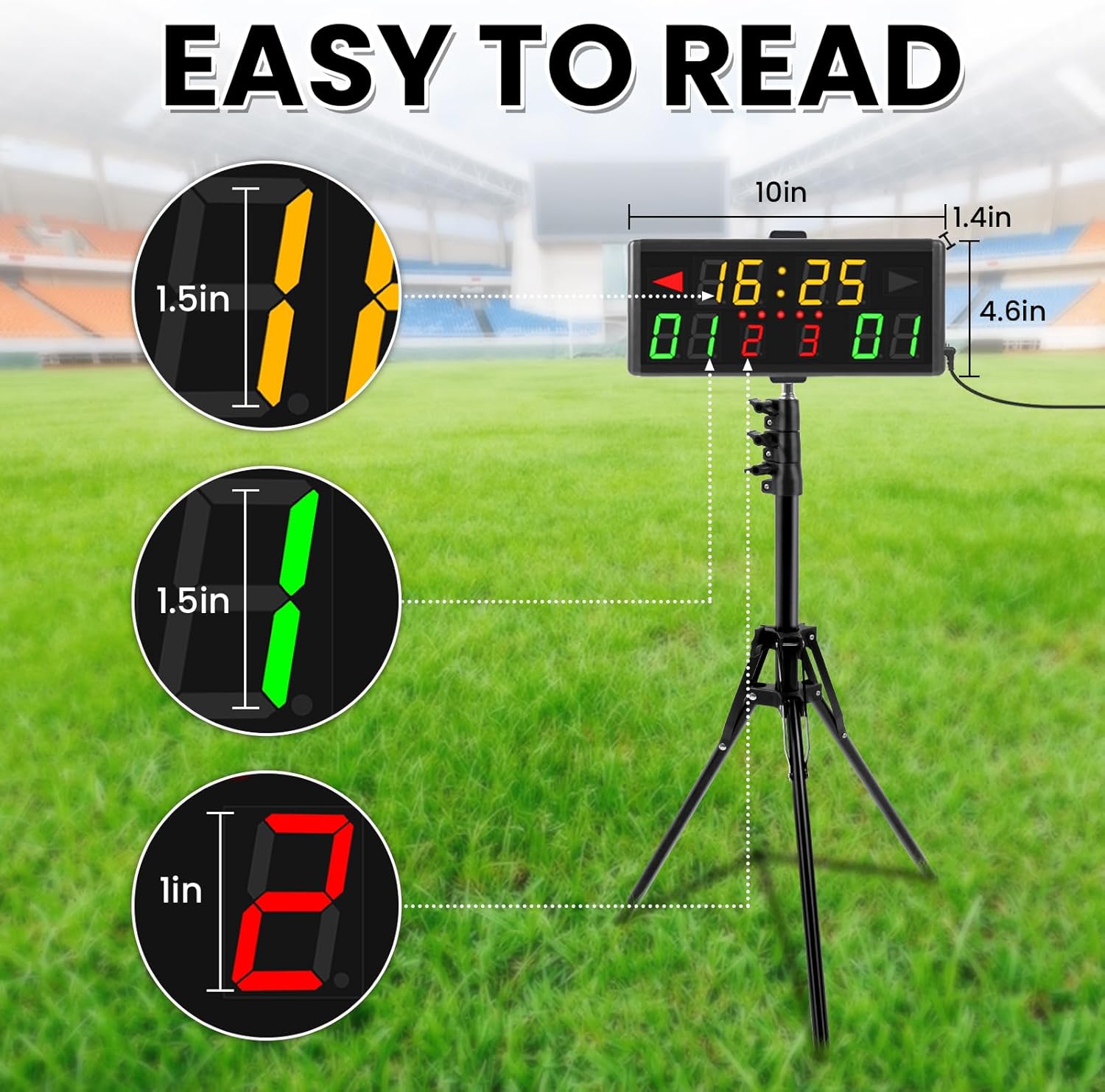 LED Electronic Scoreboard Digital Score Keeper with Remote & Tripod, Basketball Scoreboard with Shot Clock & Timer &