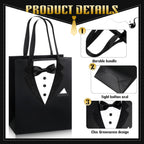 8 Pcs Groomsmen Gift Bags with 3D Tuxedo Design 8 x 4.5 x 10 Inch with Handle Groomsmen Paper Gift Bags for Wedding