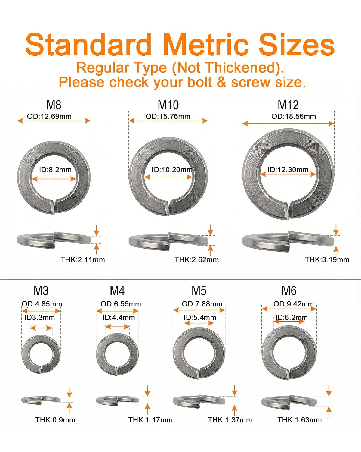 Lock Washers Assortment Kit, Spring Washers, More Practical M6 & M8 Sizes