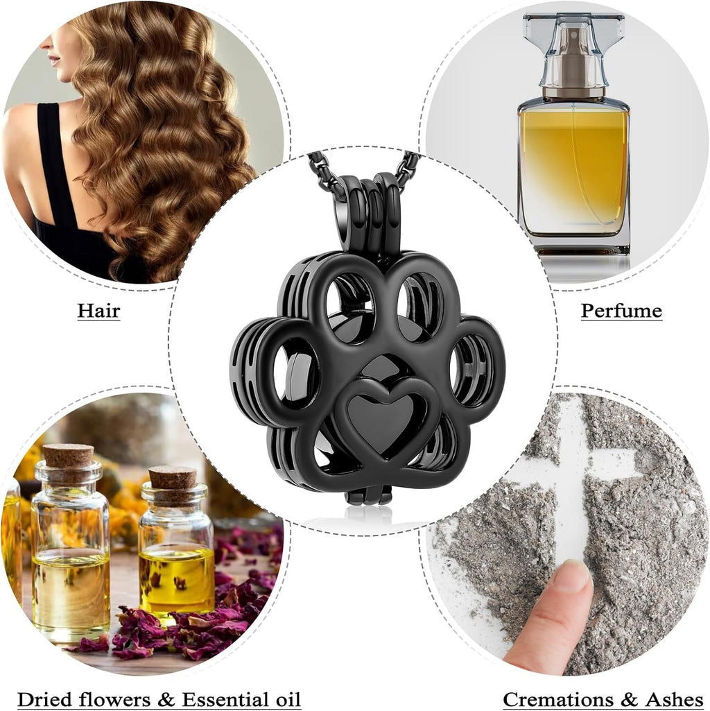 Pet Cremation Jewelry For Ashes For Dog/Cat Paw Stainless Steel Memorial Locket Urn Necklace Inside Mini Case