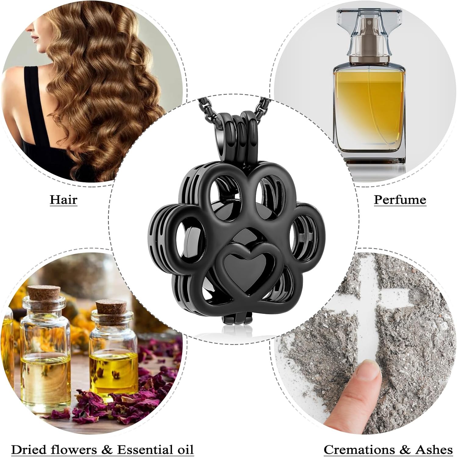 Pet Cremation Jewelry For Ashes For Dog/Cat Paw Stainless Steel Memorial Locket Urn Necklace Inside Mini Case