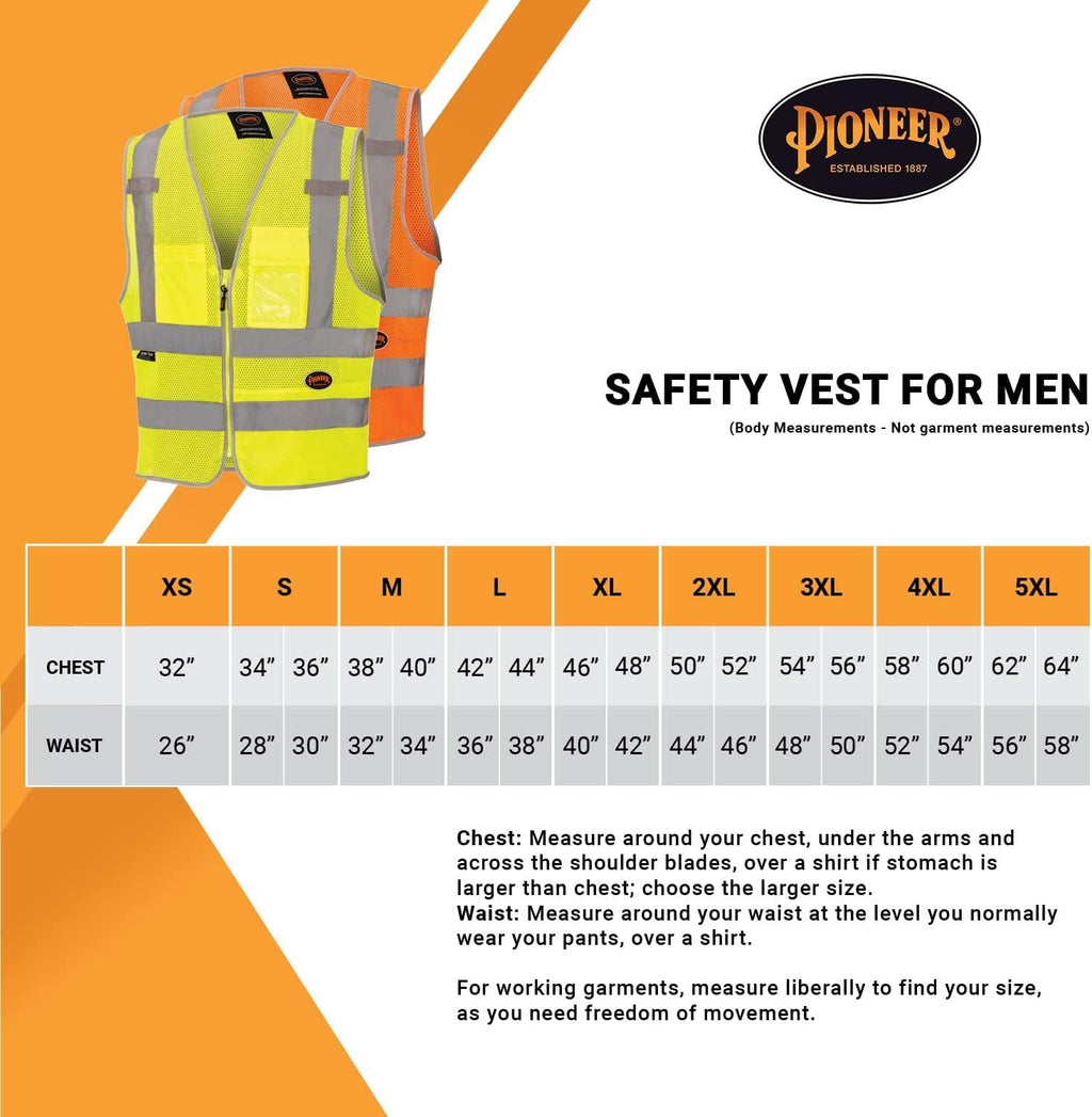 Hi Vis Safety Vest for Men & Women - Reflective Cooling Mesh - 8 Pockets - Class 2 - Construction, Traffic, Security