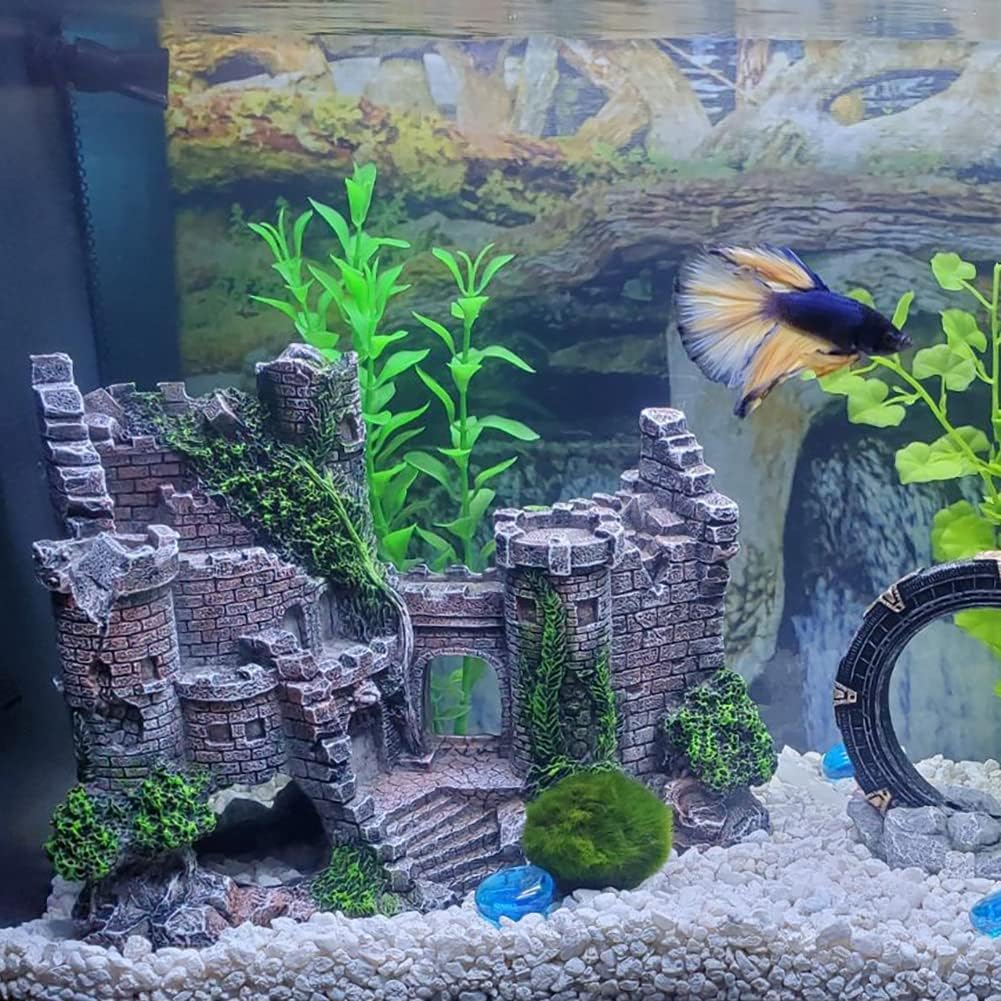 Aquarium Ornaments Resin Castle Decorations - Fish Tank Supplies Accessories, Eco-Friendly Fish Tank Castle Aquarium
