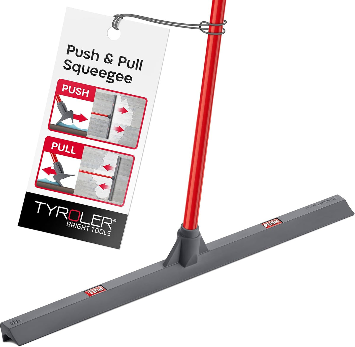 Tyroler Floor Squeegee Heavy Duty 24" | Floor Squeegee for Concrete Floors | | Heavy Duty Squeegee for Floor | 55" 4