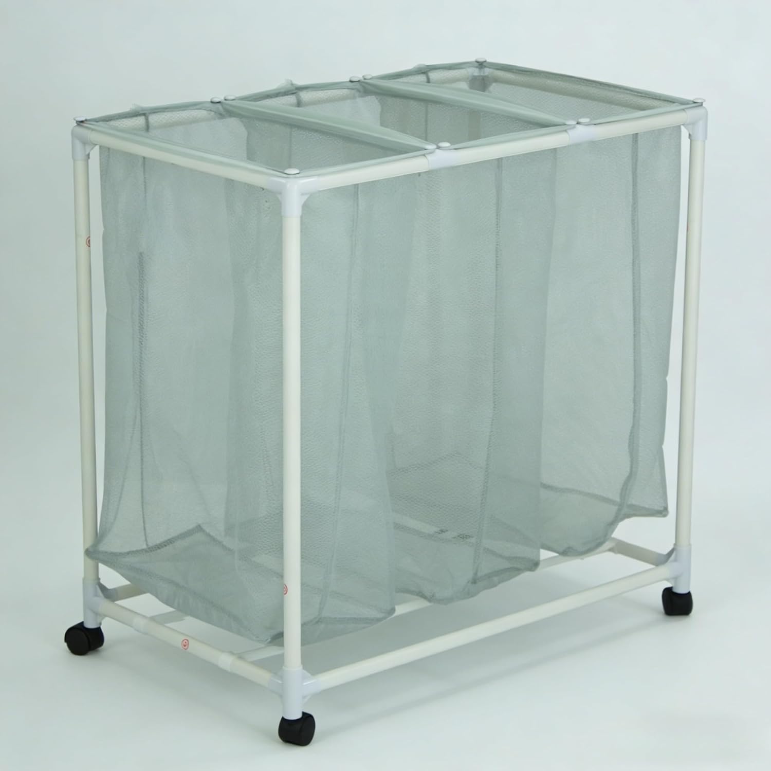 Rolling laundry sorter cart 3 Bag Rolling Laundry Sorter Cart with Removable Mesh Bags, Rust-Proof PVC Frame Laundry