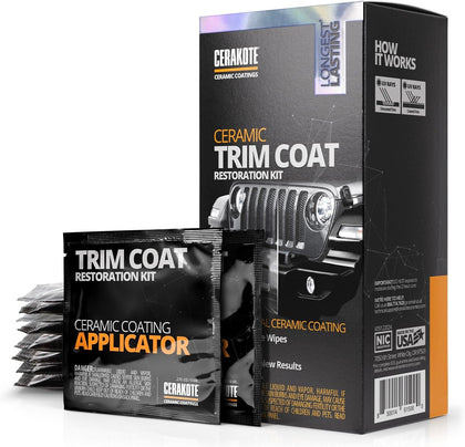 Ceramic Trim Coat Kit - Quick Plastic Trim Restorer - Ceramic Coating Guaranteed Restoration to Last Over 200 Washes