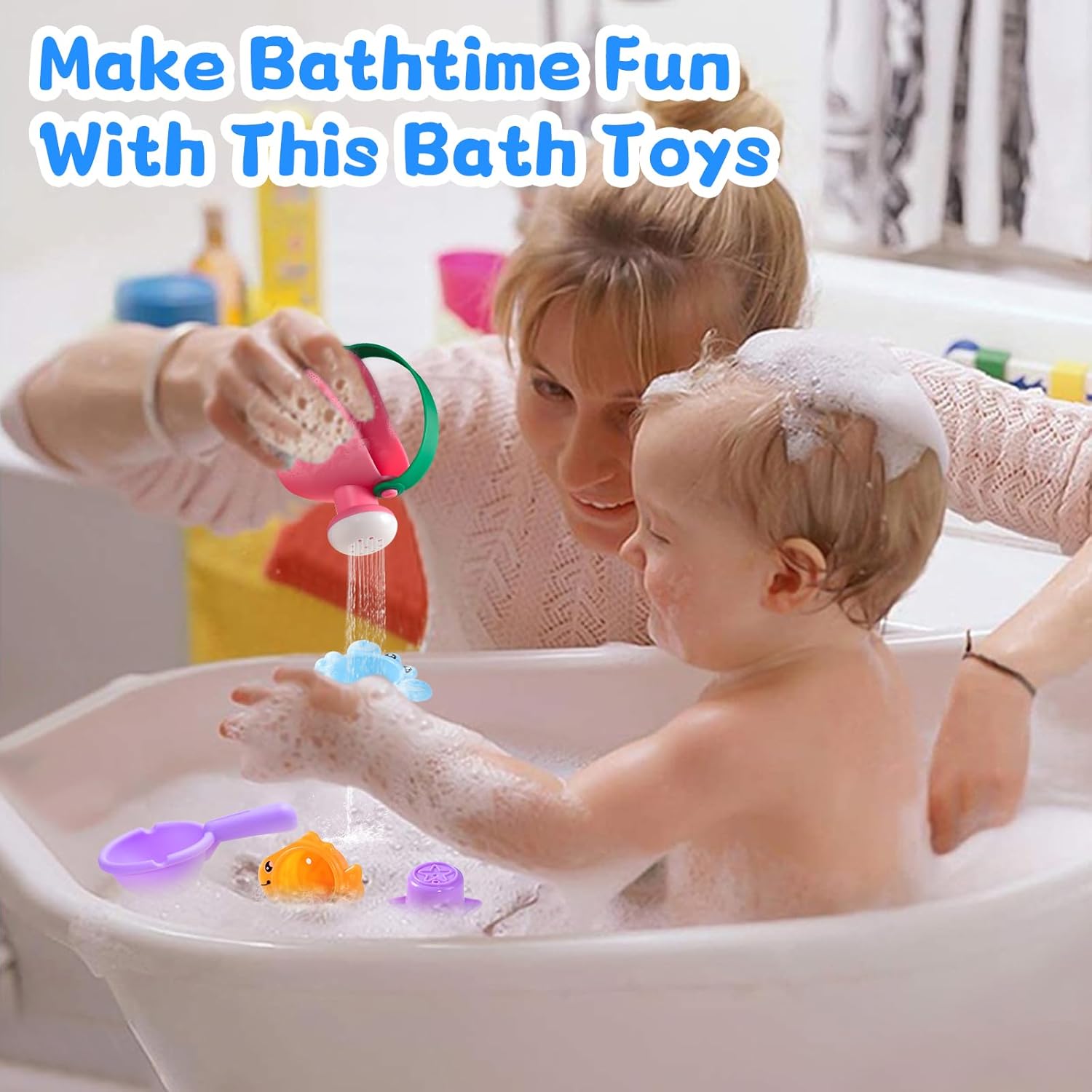 Baby Bath Toys for Kids Ages 1-3 Toddler Bath Toys Mold Free for 2-4 Bathtub Sand Beach Pool Water Toys for 1+ Year