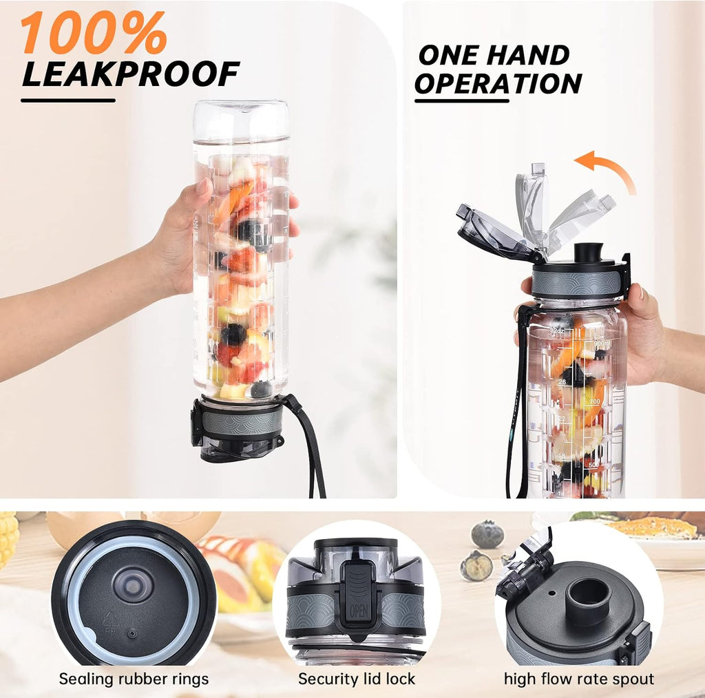 32 OZ Fruit Infuser Water Bottle, Clear | Time Maker