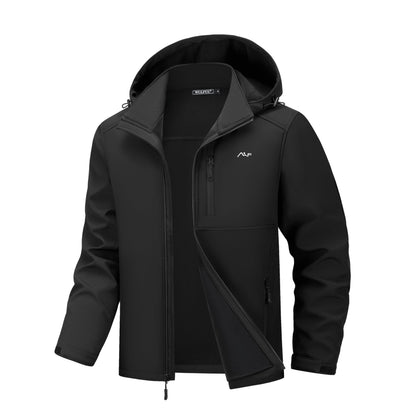 Men's Softshell Jacket Waterproof Lightweight Insulated Windbreaker Fleece Lined Rain Shell Jacket for Hiking Travel