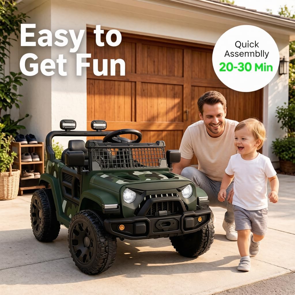 Ride On Car, Bluetooth Ride on Toys for Toddlers, 12V Kids Battery Powered Vehicles w/Remote, 3.5 mph Motorized