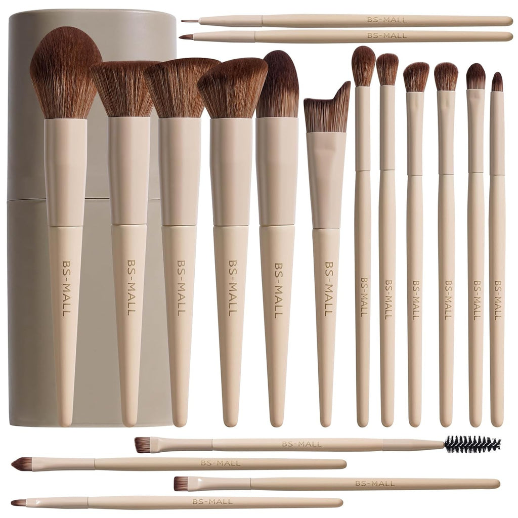 Professional Makeup Brush Set with Travel Case, Soft Synthetic Face & Eye Brushes for Foundation, Concealer, Powder