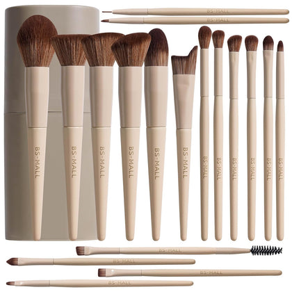 Professional Makeup Brush Set with Travel Case, Soft Synthetic Face & Eye Brushes for Foundation, Concealer, Powder