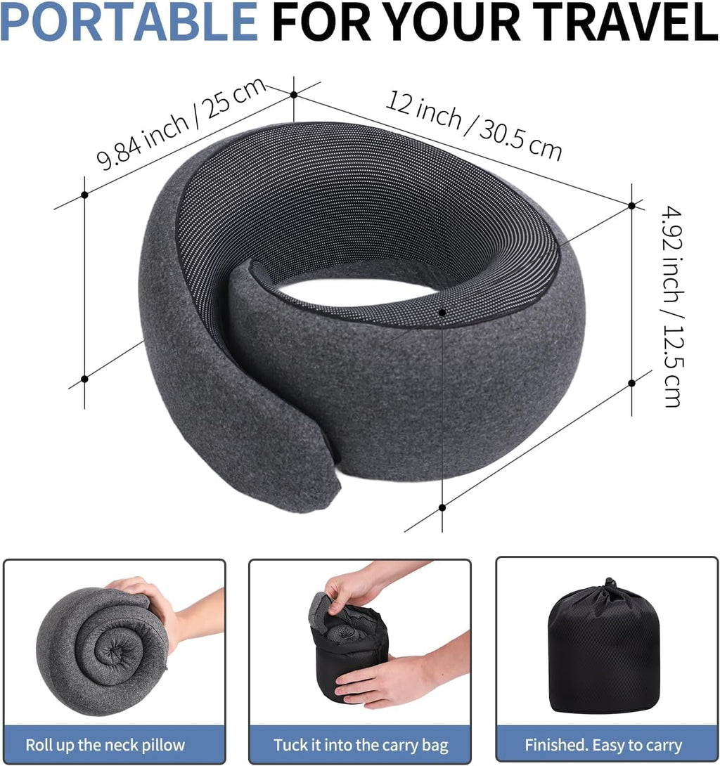 Neck Pillow Airplane, Travel Pillows for Airplanes, Memory Foam Adjustable Portable Neck Pillow for Traveling, Car