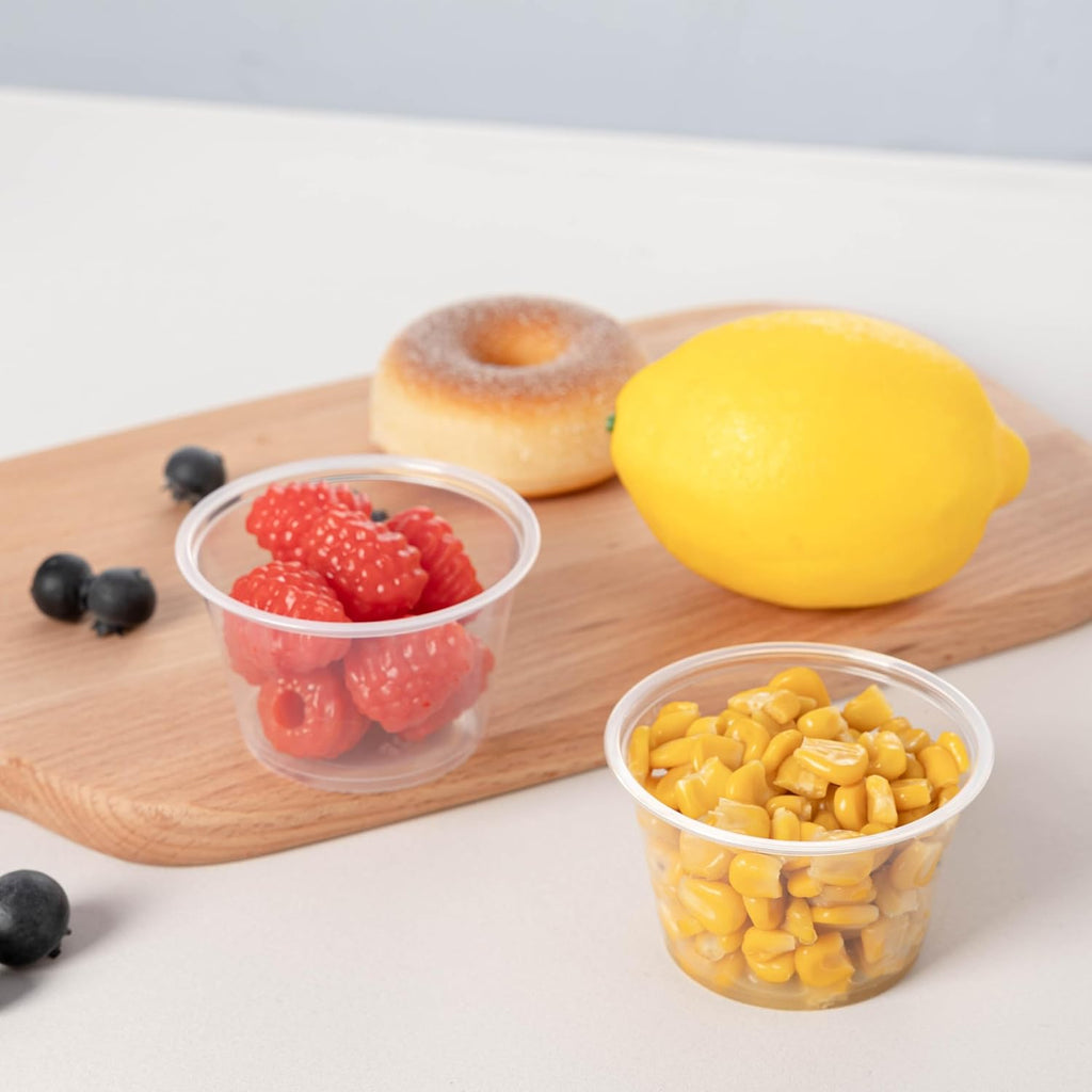 100PACK 4oz Plastic Portion Cups with Lids, Condiment, Jello Shot Cup