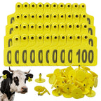Cattle Ear Tags 001-100 Numbered Large Plastic Livestock Ear Tag ,Yellow