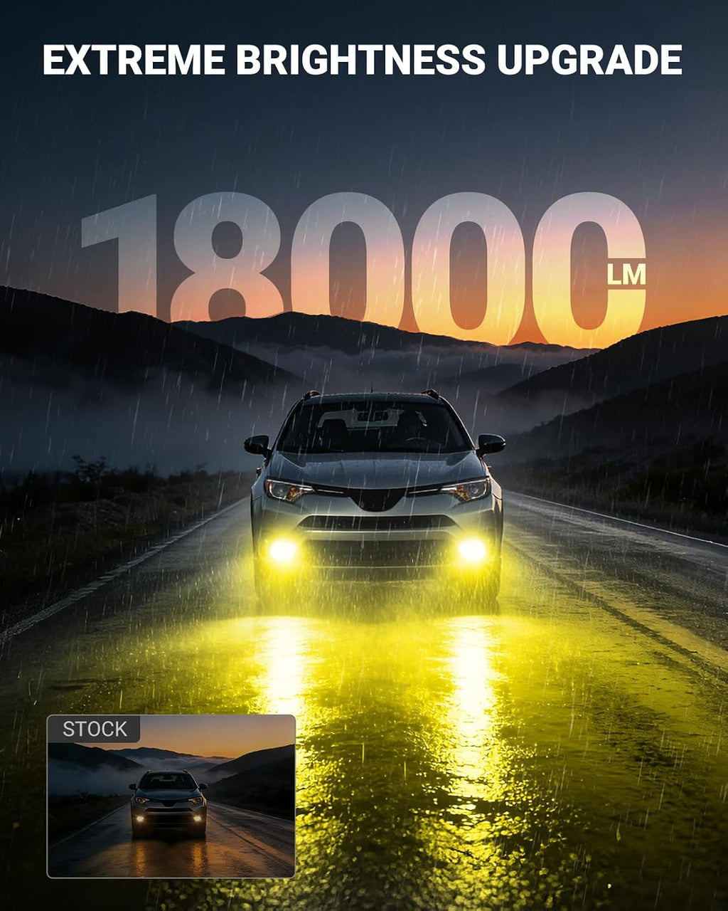H11/H16/H8 Yellow LED Fog Light Bulb, 18000LM Ultra Bright Yellow Fog Lights, IP68 Waterproof Injection Sealed,Long