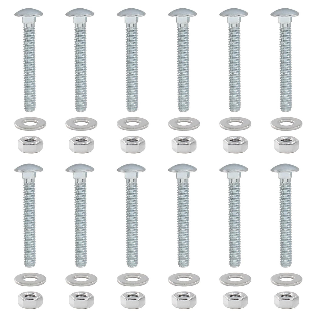 1/4-20 x 2 Inch Carriage Bolt Kit 12 Sets with Nuts Washers