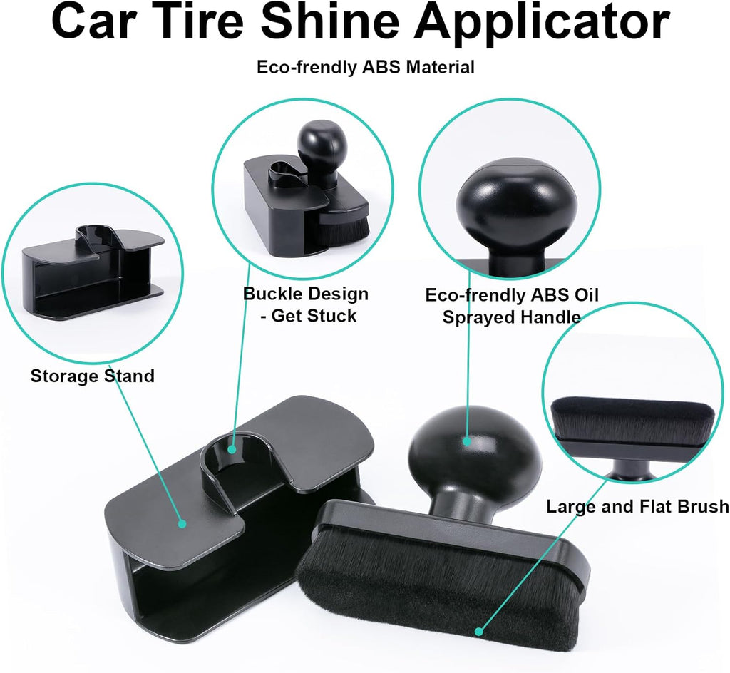 Tire Shine Applicator Brush Large Vegan Tire Shine Brush with Storage Stand for Vehicles Tire Shine Polish Wax and