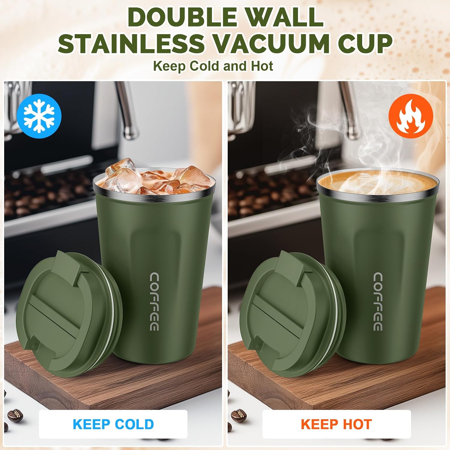 12 oz Stainless Steel Vacuum Insulated Tumbler - Coffee Travel Mug Spill Proof with Lid - coffee Cup for Keep Hot/Ice
