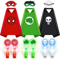 Glow in the Dark Superhero Capes, Halloween Costumes for Kids 3-12 | Finger Lights and Masks for Christmas, Birthday