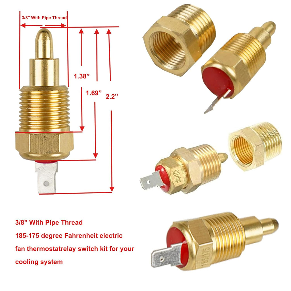 Dual Electric Fan Relay Kit Electric Radiator Fan Kit Temperature Sensor Switch 185 On 175 Off Automotive Wiring Kit