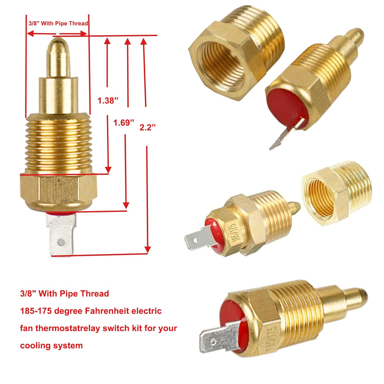 Dual Electric Fan Relay Kit Electric Radiator Fan Kit Temperature Sensor Switch 185 On 175 Off Automotive Wiring Kit