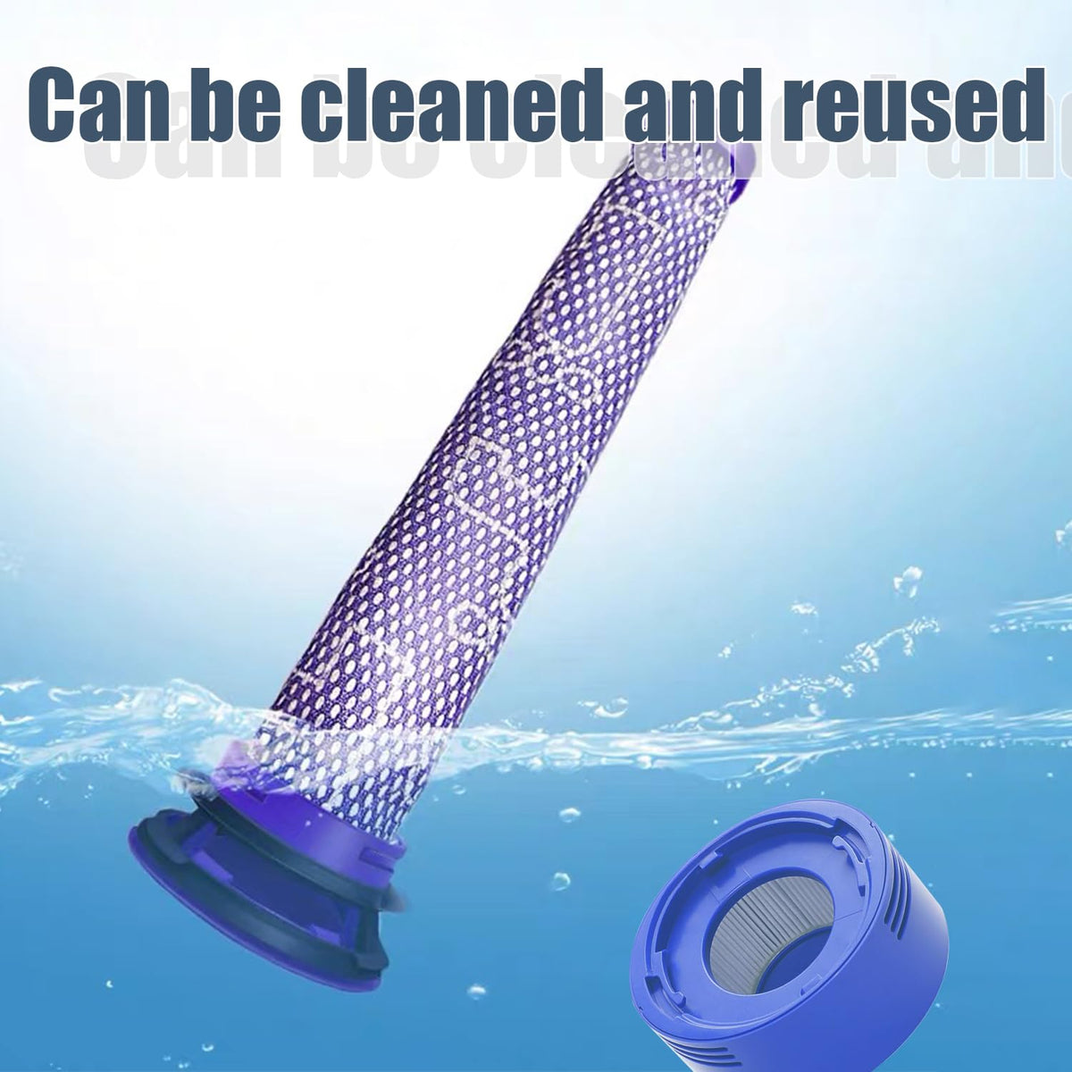INF Pre-filter and Post-filter Set compatible with Dyson V8 Blue/Purple 2-Pack