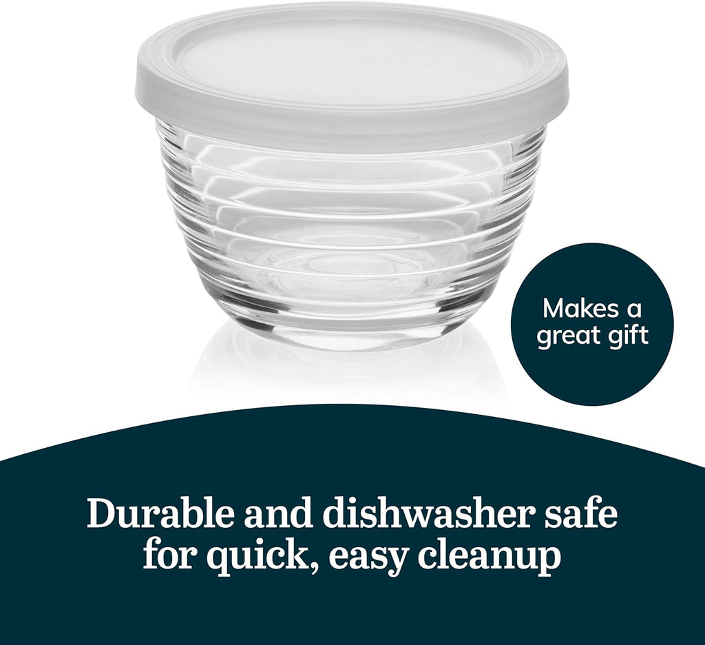 Small Glass Prep Bowls with Lids, Set of 8, 6.25 oz Small Bowls- Ideal for Leftovers, Meal Prep & Dips, Durable &