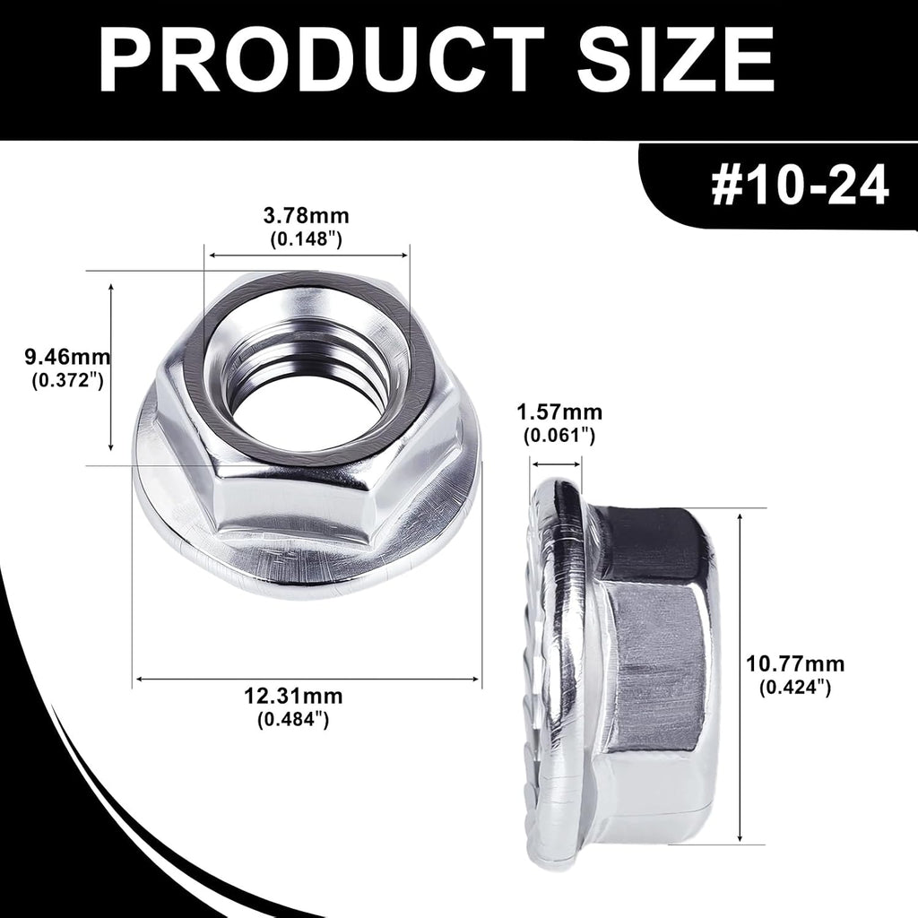 #10-24 Serrated Flange Hex Nuts Locknuts 50pcs HS/LM-03