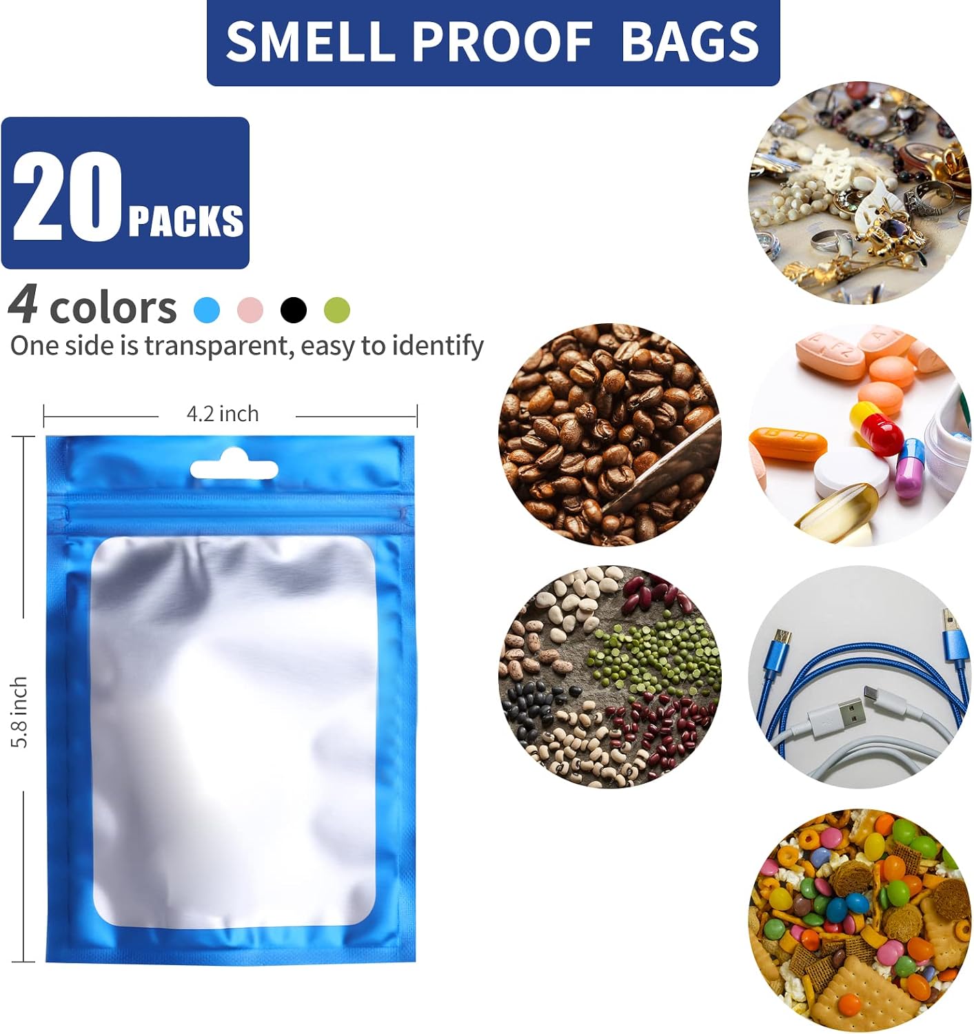 5 Gallon Mylar Bags with Oxygen Absorbers for Food Storage | 15x 5-Gal + 20x 1/2Pt Mylar bags, 15x 2500cc absorbers