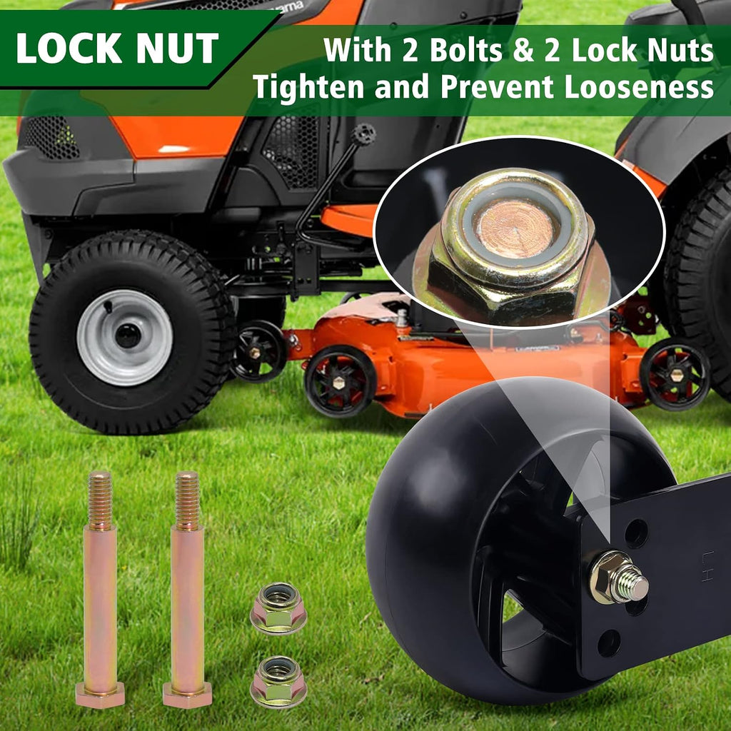 CheeMuii 2 Pack 589527301 Lawn Mower Deck Wheels Kit with Blots & Nuts